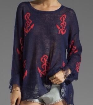 Wildfox White Label Shipwrecked Lennon Sweater Hey Sailor XS